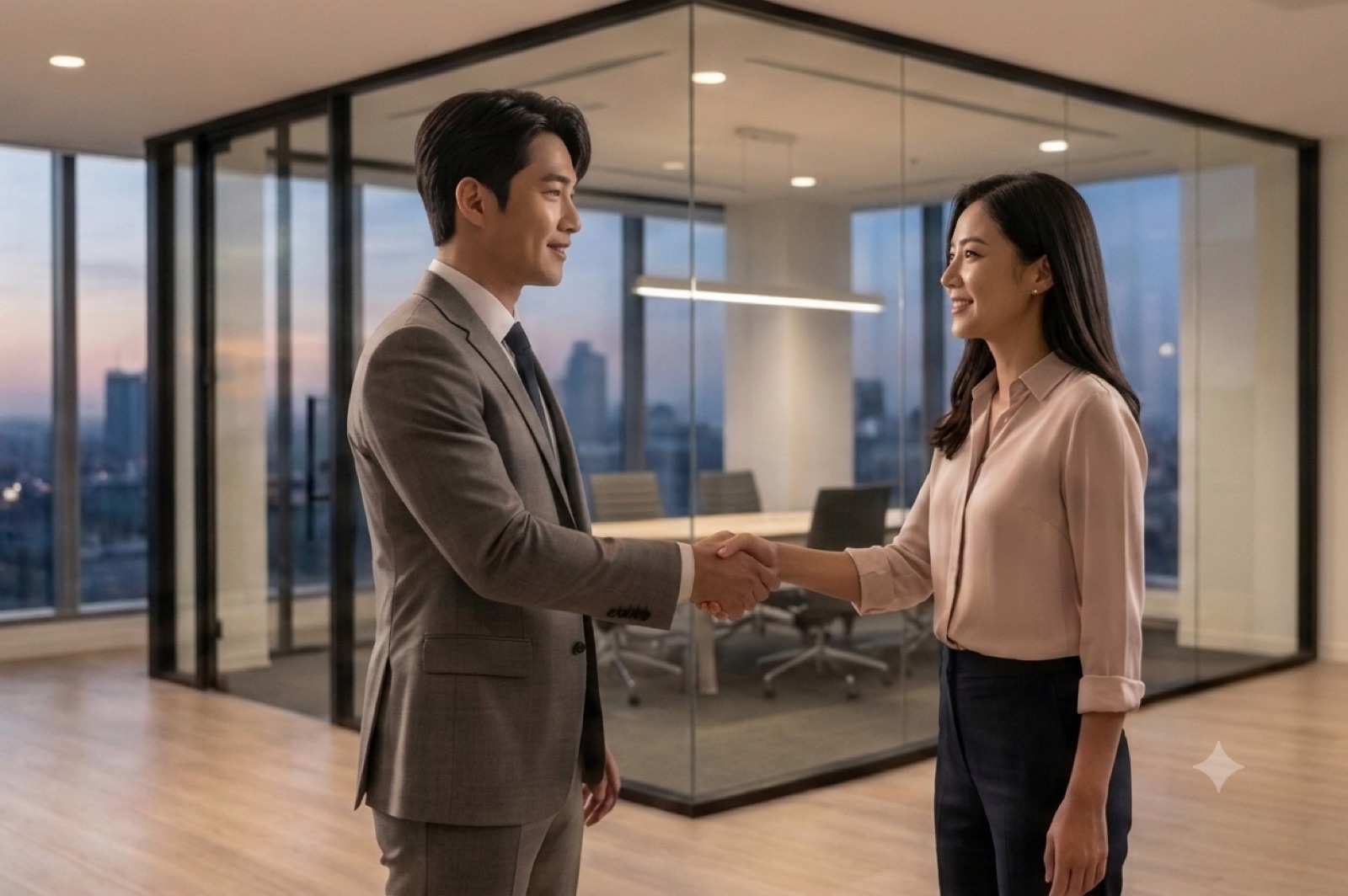 Two people shaking hands after verification
